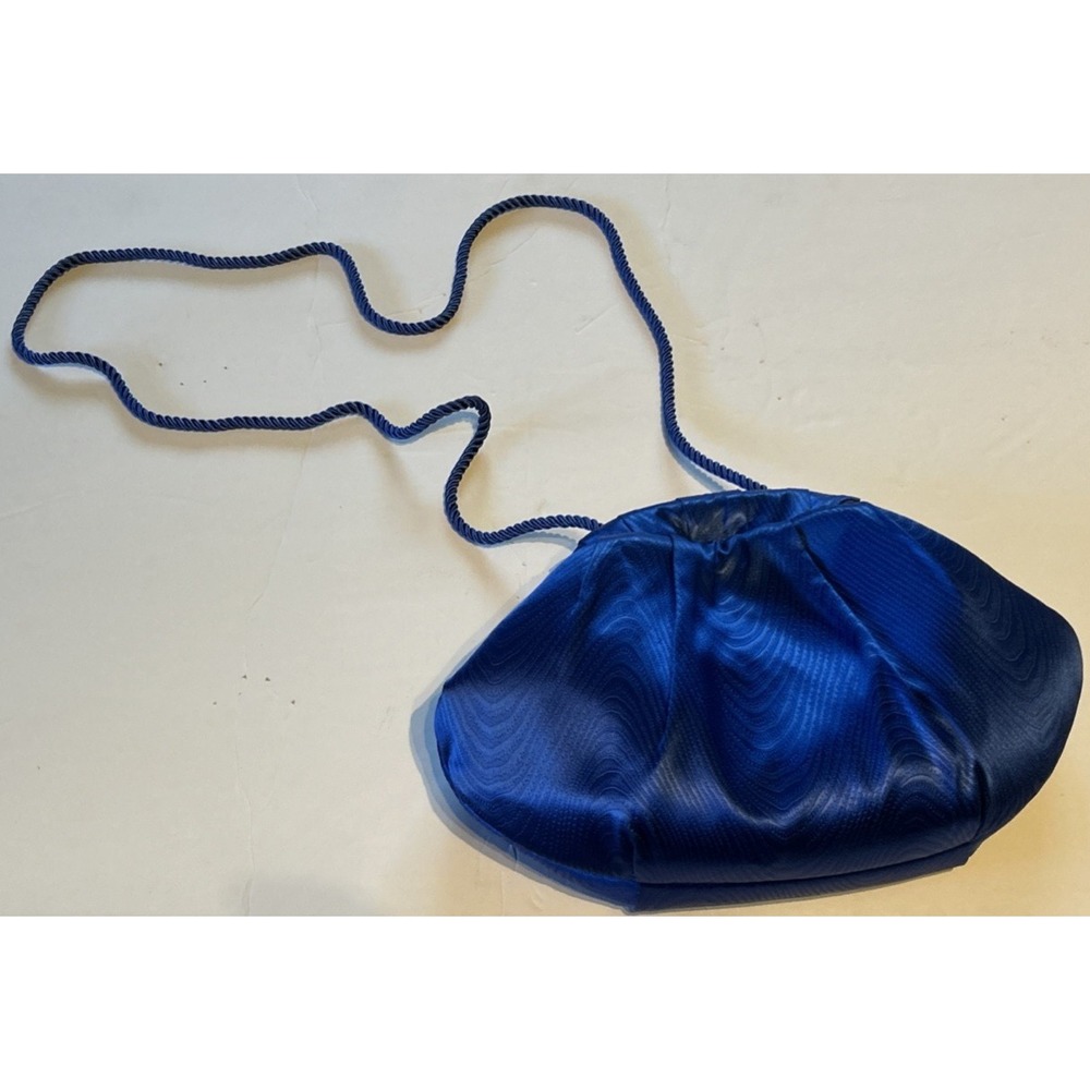 Whiting and Davis blue‎ satin evening bag, purse Wedding Prom Cocktail Party